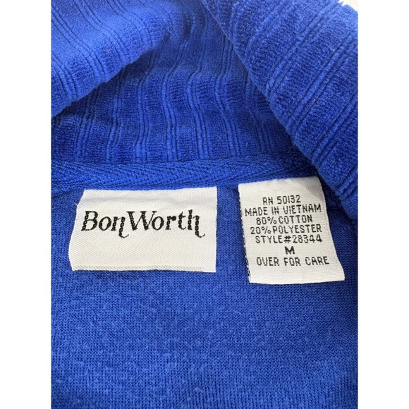 BonWorth Royal Blue Corduroy Full Zip Jacket Women's Medium Collared - Picture 3 of 7